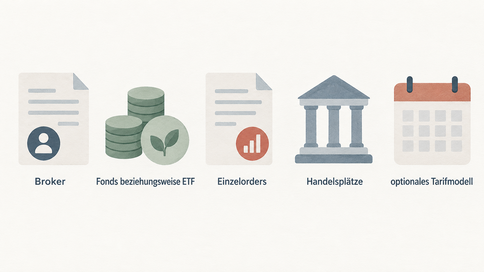 Eine nummerierte Checkliste der im Abschnitt genannten Fragen für die Vergleichsnotiz: Ausführungsgebühr, ETF-Produktkosten, Handelsplatz und Sonderbedingungen.